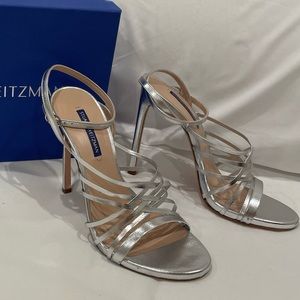 Stuart Weitzman Silver Strappy Stiletto Heel Sandals BNNW